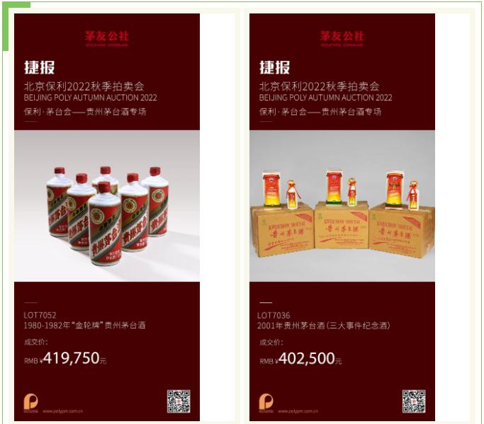 1980-1982年“金轮牌”茅台在北京保利秋拍中拍出42万