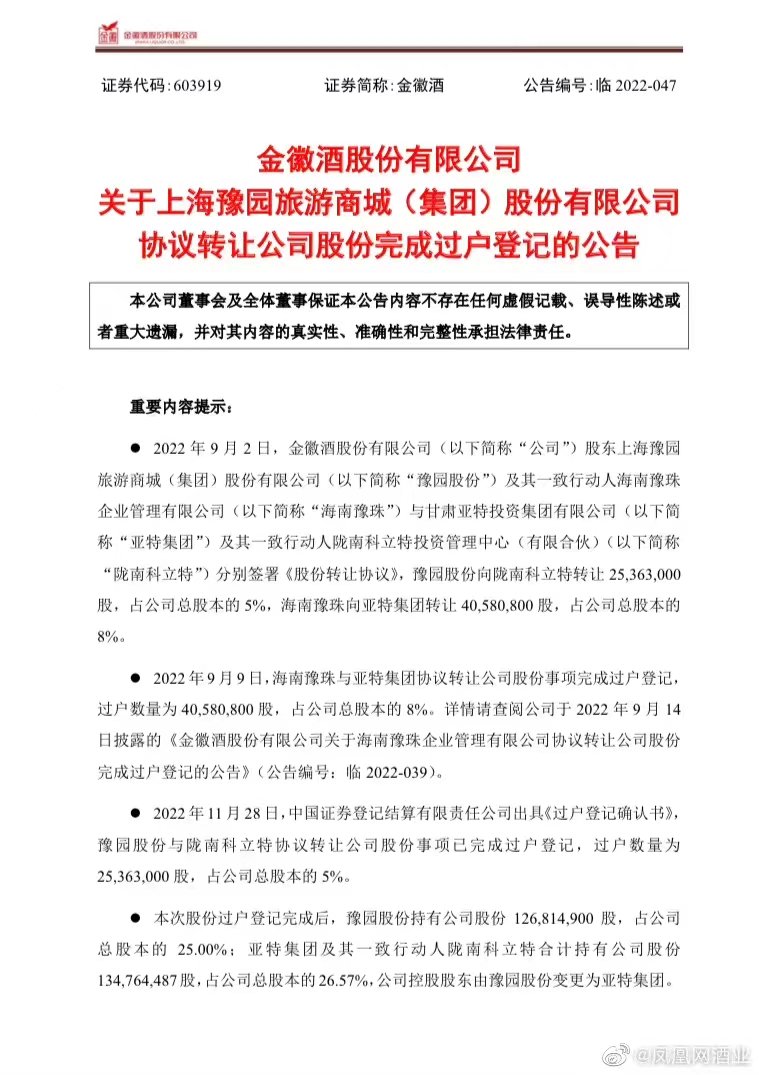 亚特集团重掌控股权 赋能金徽酒二次腾飞